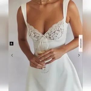 House of CB | Dresses | House Of Cb Adriana Ivory Satin And Lace Mini Dress  | Poshmark